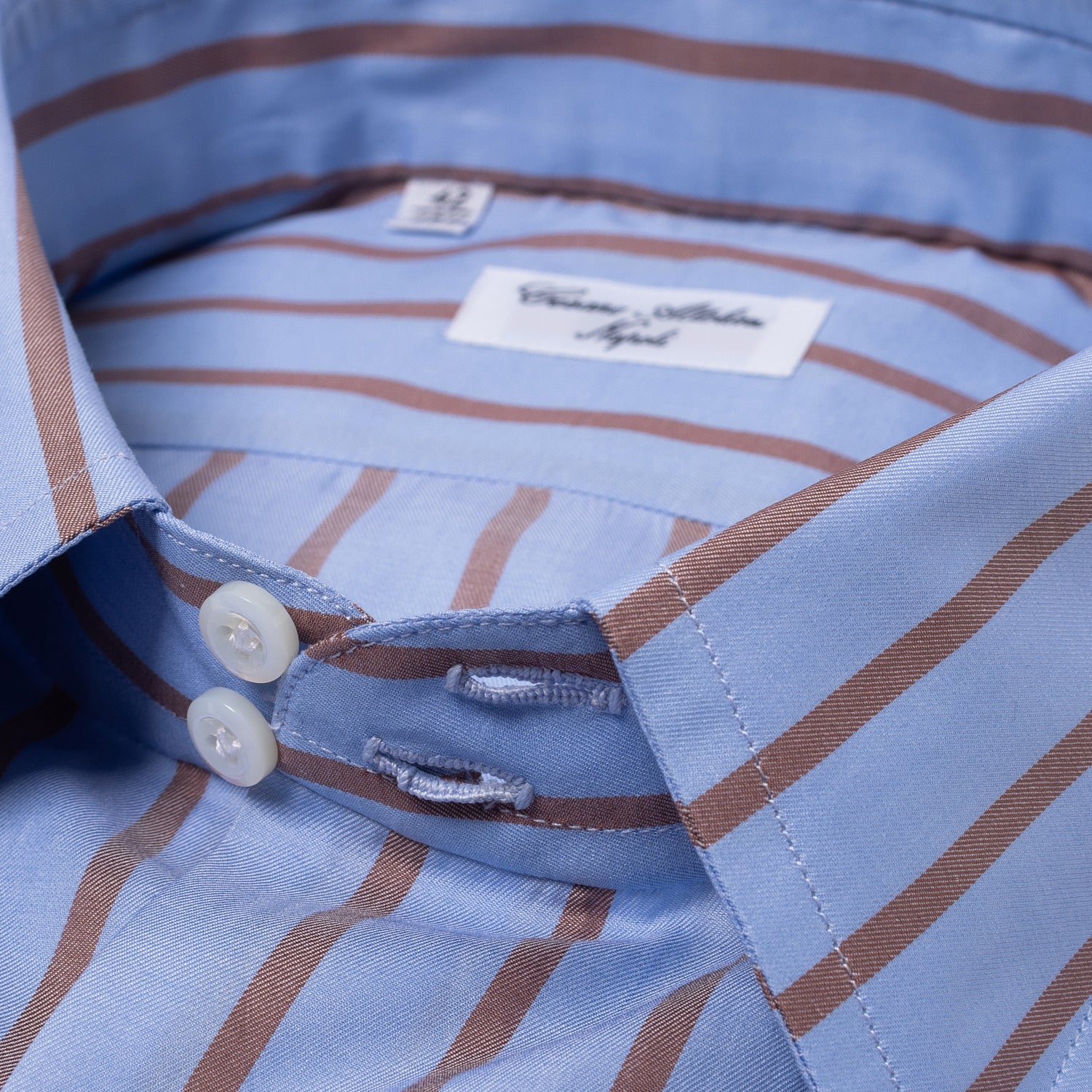 Checked Shirt "Striscia Nobile" made from the finest Cotton Twill by Carlo Riva - Collo Marco